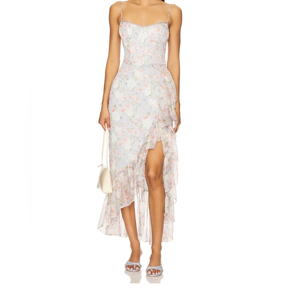 ASTR The Label Light Blue Midi Floral Dress